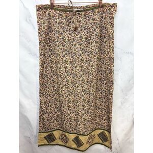 Vintage 90s y2k Floral Maxi Skirt L Tie boho Cottagecore whimsigoth patchwork